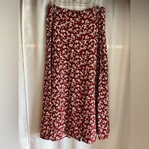 Vintage Floral Red Maxi Skirt